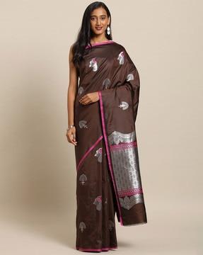 peacock pattern saree with tassels