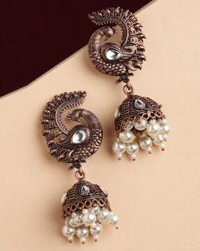 peacock shaped jhumka earrings