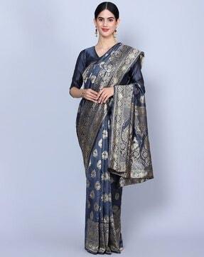 peacock woven kanjeevaram saree with contrast border