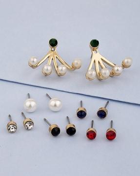 peal & stone studs with gold-plated