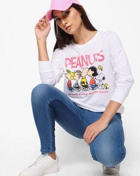 peanuts glitter print crew-neck sweatshirt