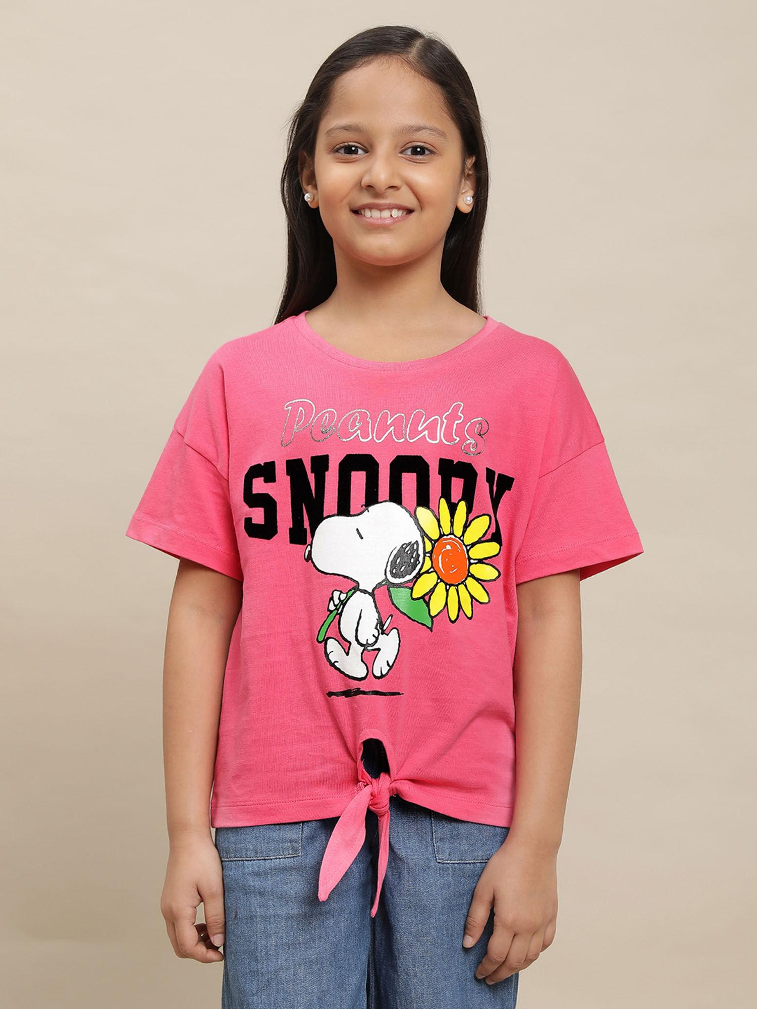 peanuts graphic pink t-shirt for girls