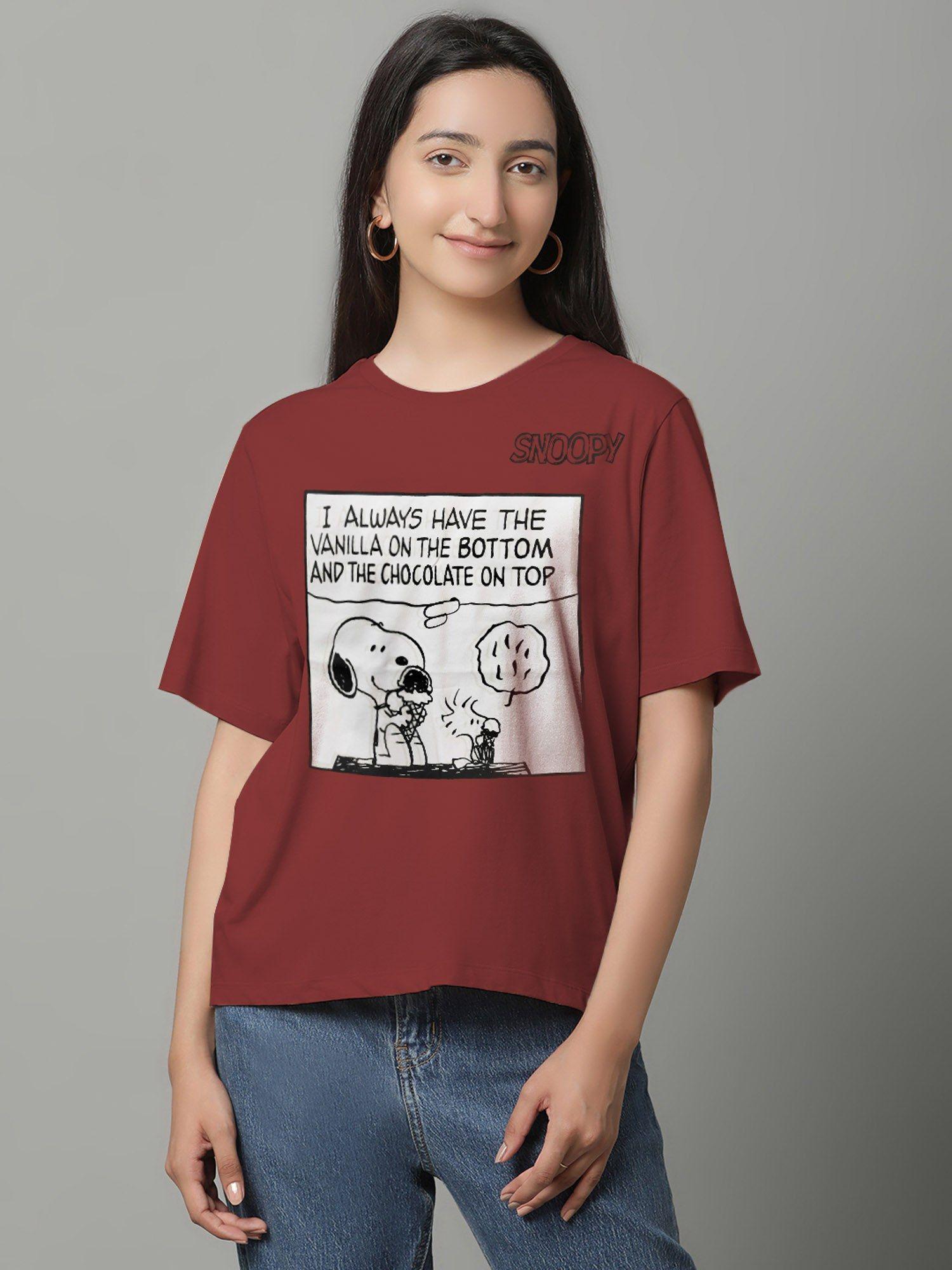 peanuts printed loose fit cotton women t-shirt