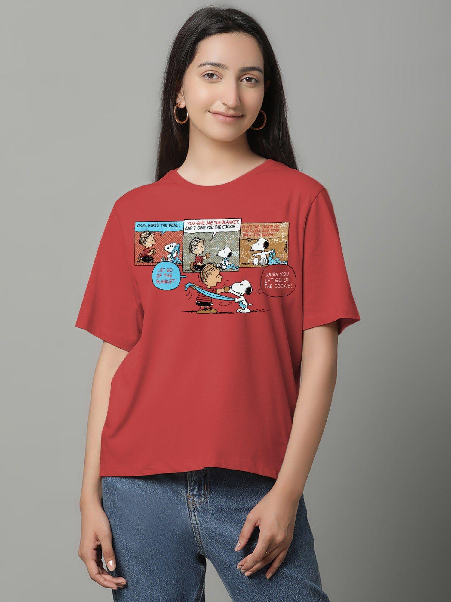 peanuts printed loose fit cotton women t-shirt