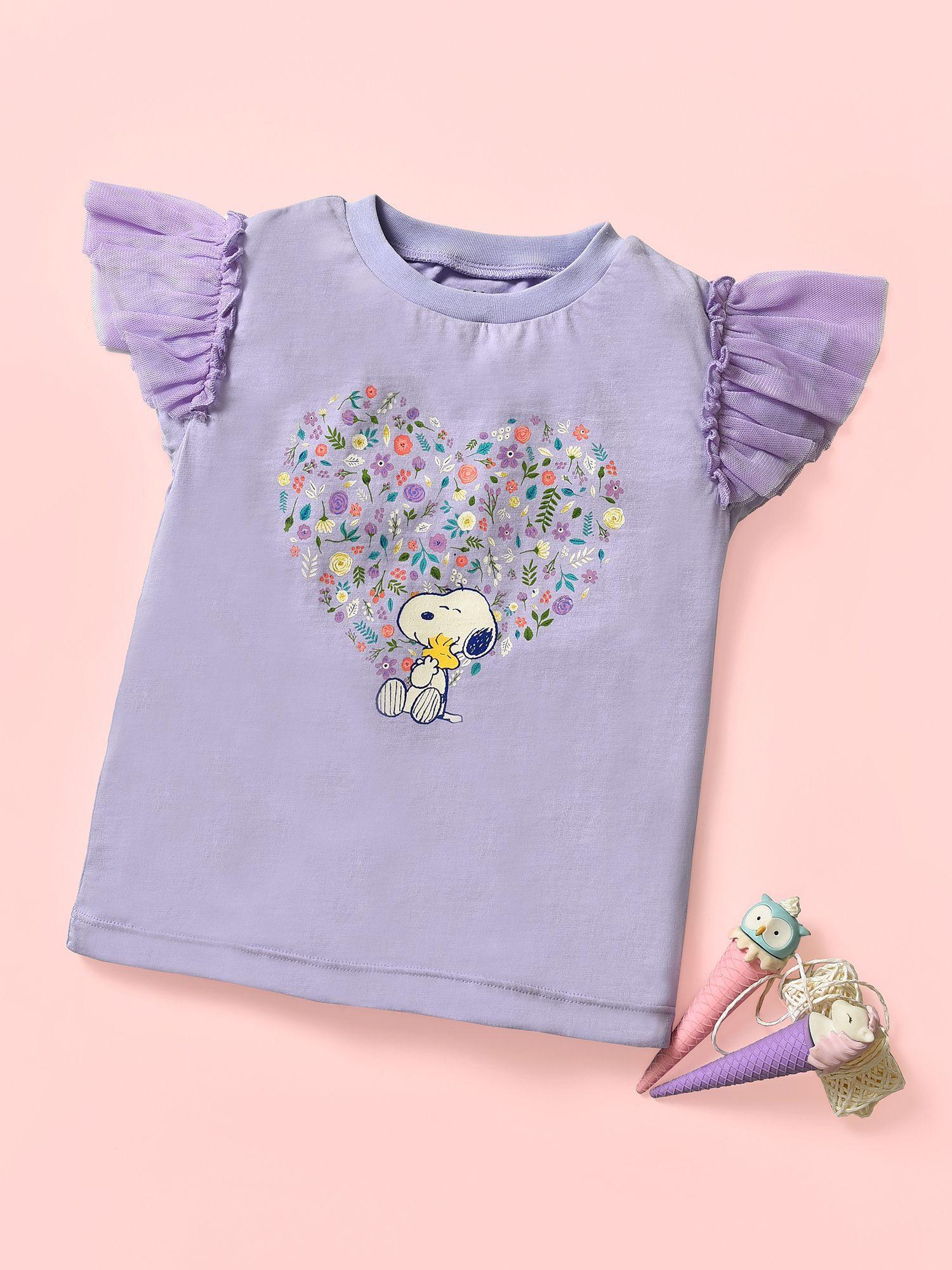 peanuts snoopy printed purple top for girls