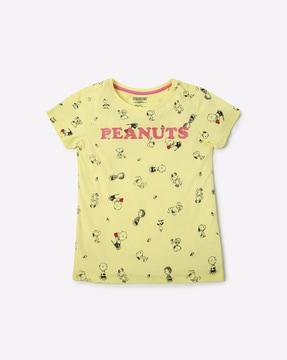 peanuts typographic print crew-neck t-shirt