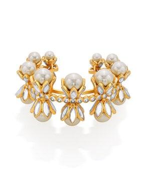 pearl & crystal cuff bracelet