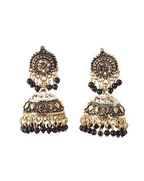 pearl beaded  ethnic jhumkas