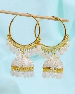 pearl-beaded hoop earrings