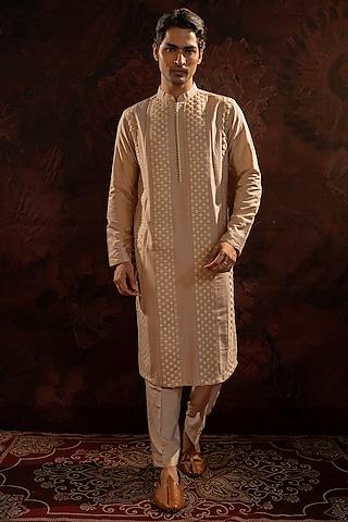 pearl cotton silk pintuck kurta set