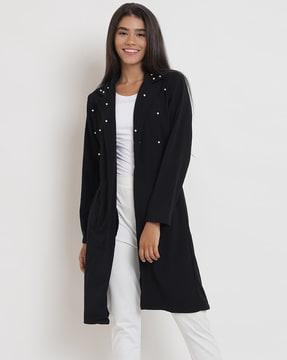 pearl embellished shrug with slip pockets