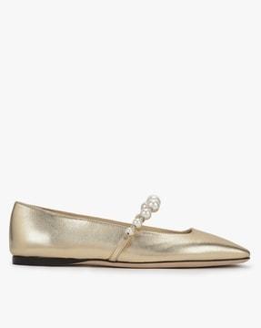 pearl embellishment flat shoes