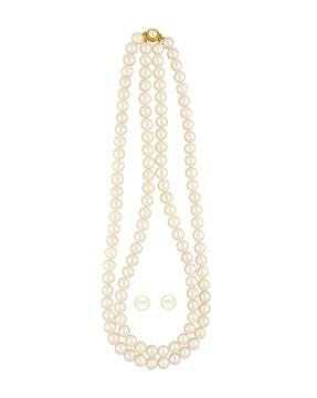 pearl layered necklace with studs