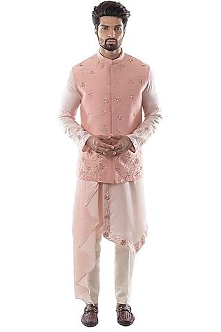 pearl pink embroidered bundi jacket