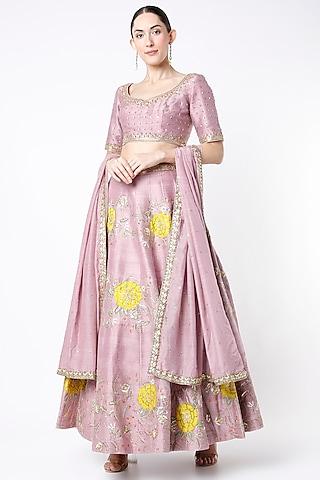 pearl pink embroidered lehenga set