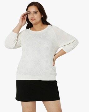 pearl self-design round-neck sweater