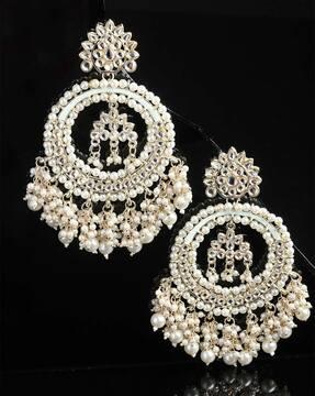 pearl-studded chandbali earrings