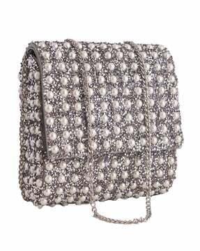 pearl studded embellished sling bag