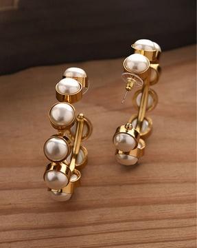 pearl-studded hoop earrings