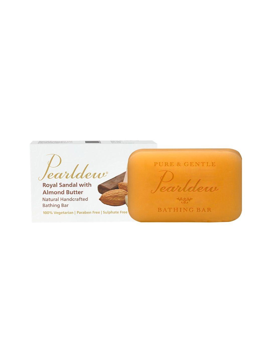 pearldew royal sandal with almond butter natural handcrafted bathing bar soap - 75g
