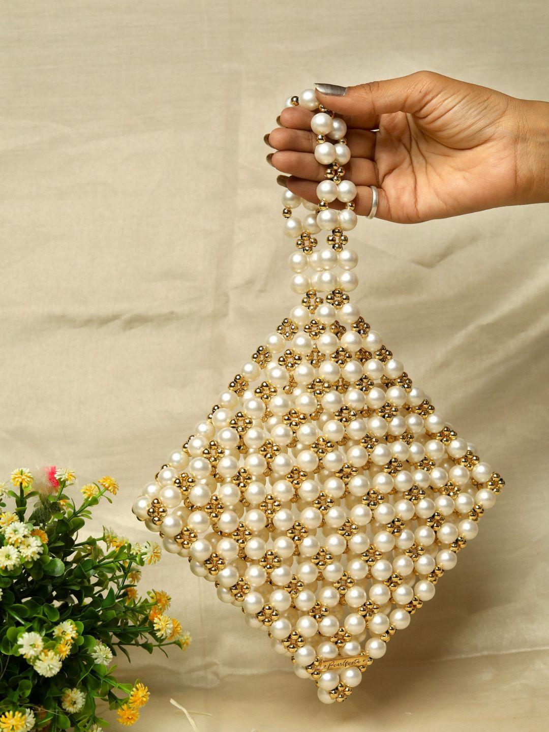 pearlfiesta embellished pearl beaded handheld bag