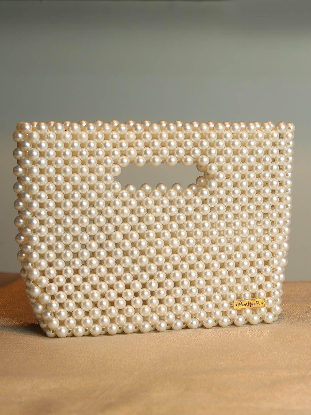 pearlfiesta embellished pearl beaded handheld bag