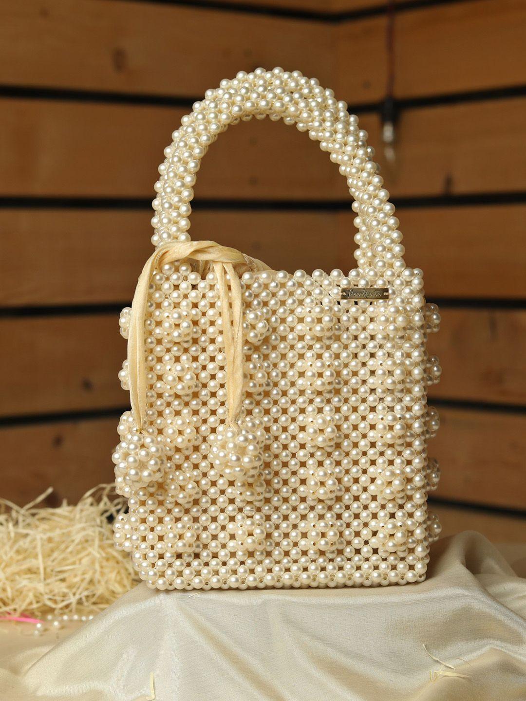 pearlfiesta embellished structured handheld bag