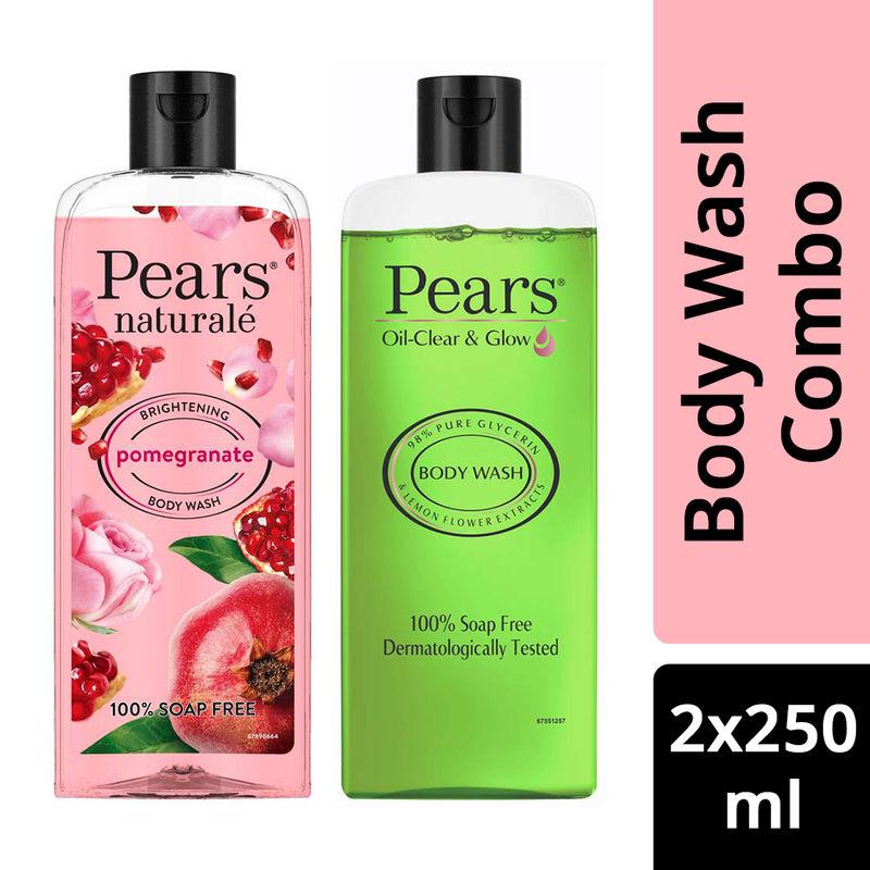 pears oil clear & glow and naturale brightening pomegranate body wash combo