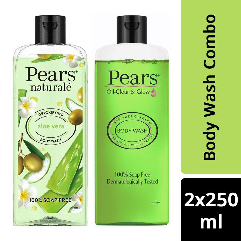pears oil clear & glow and naturale detoxifying aloevera body wash combo