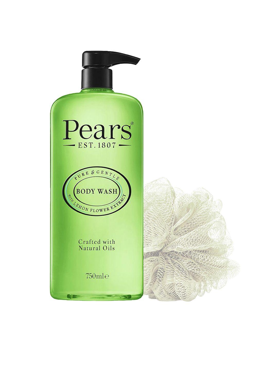 pears pure & gentle lemon flower extract body wash with loofah - 750ml