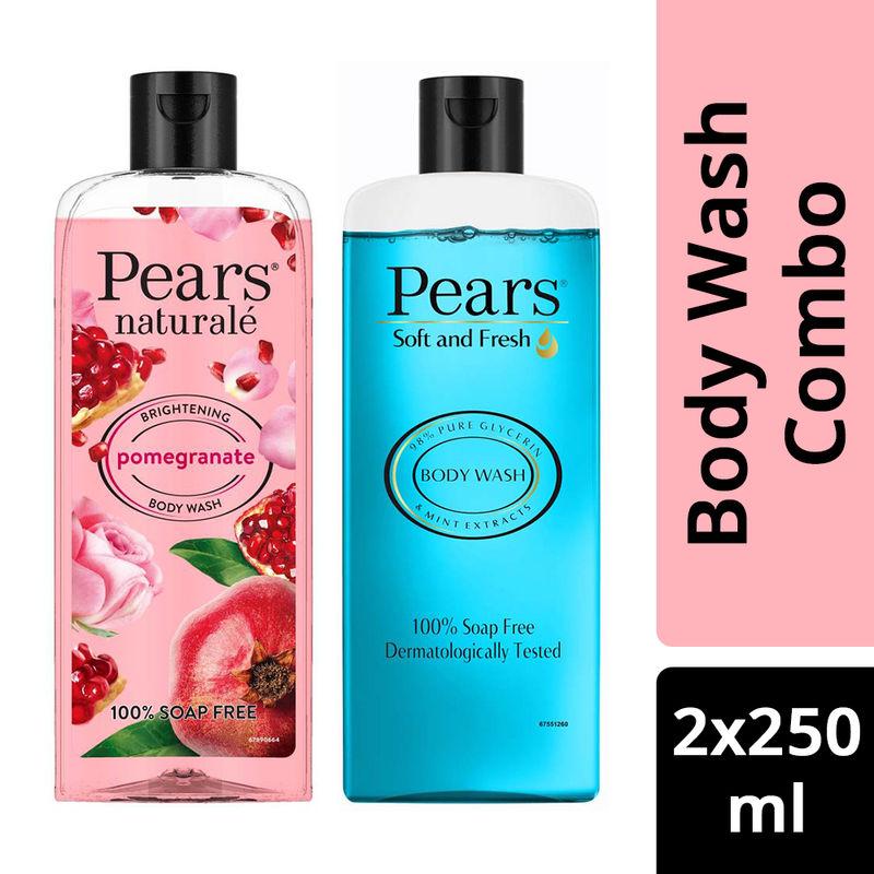 pears soft & fresh and naturale brightening pomegranate body wash combo