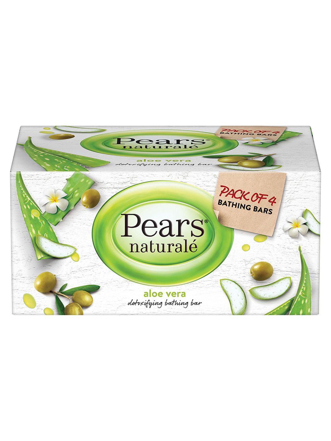 pears natural set of 4 aloe vera detoxifying bathing soap bar - 125 g each