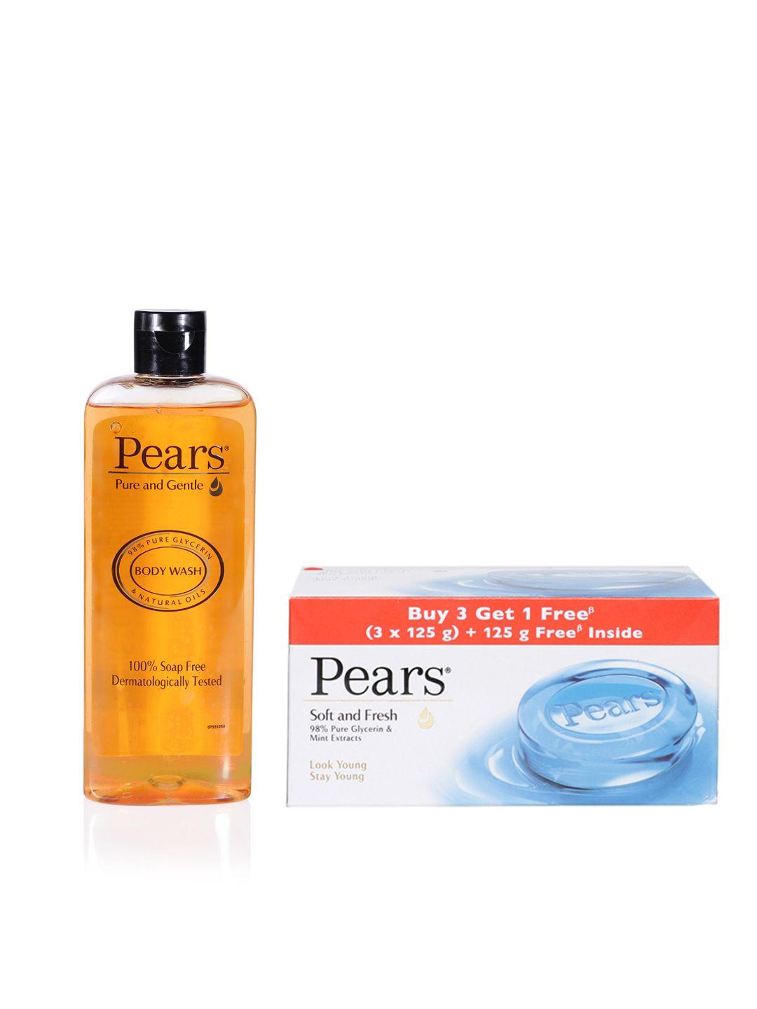 pears set of 4 bathing bars & pure & gentle body wash