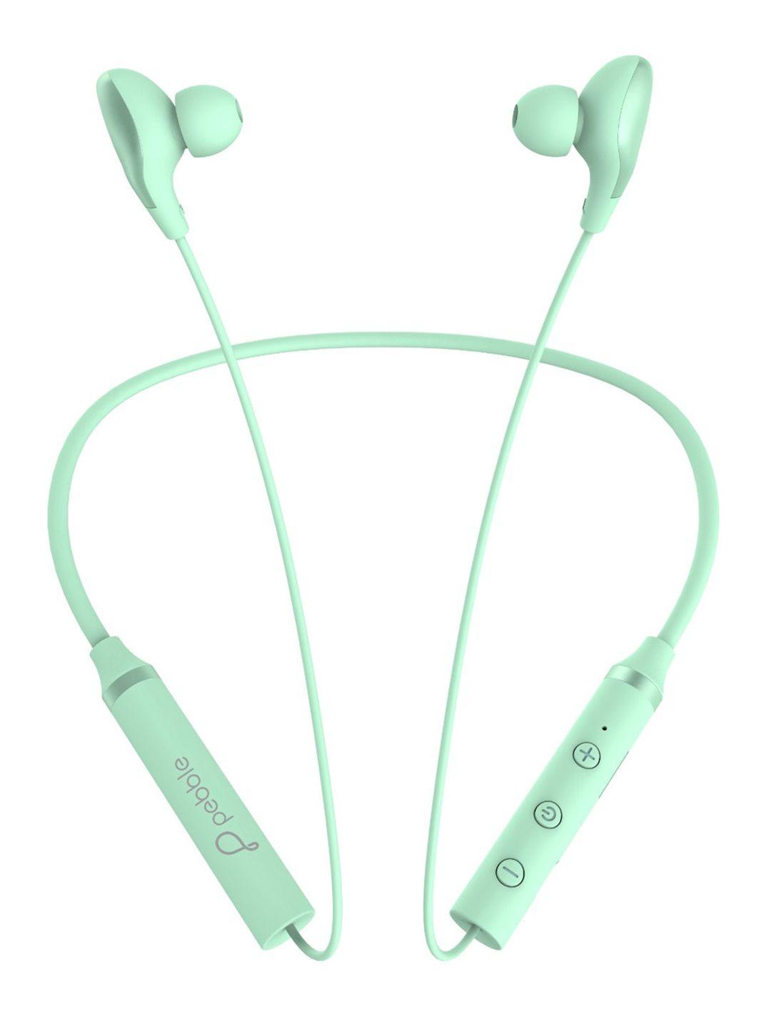 pebble flex air bluetooth neckband with true bass sound - green