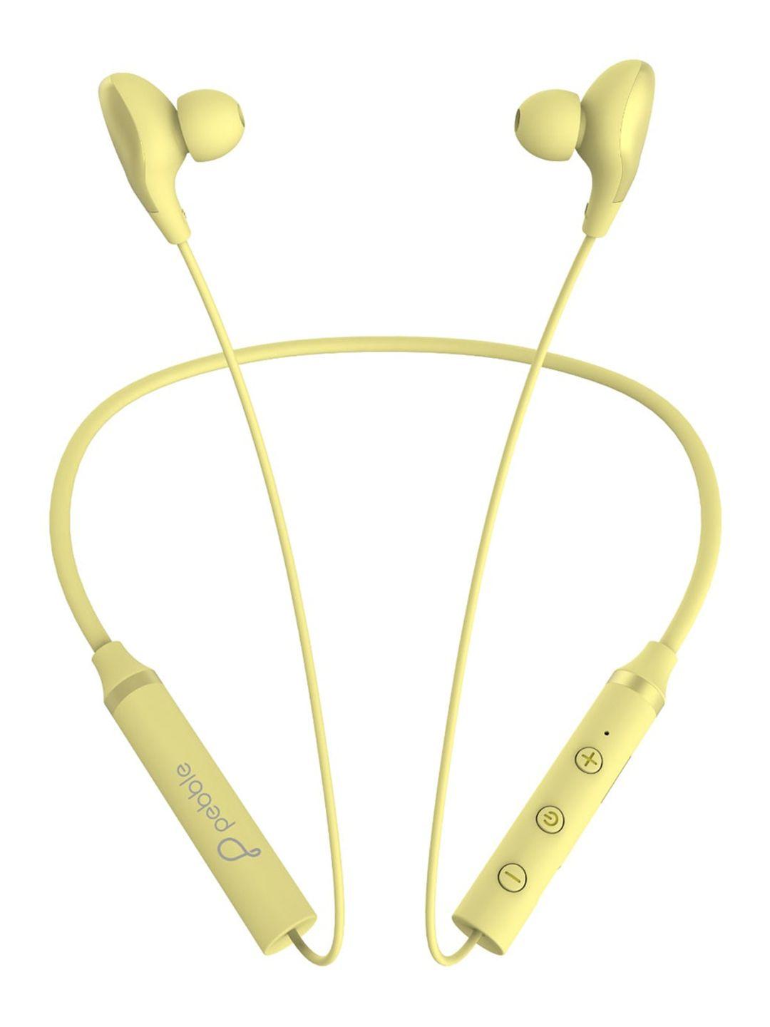 pebble flex air bluetooth neckband with true bass sound - yellow
