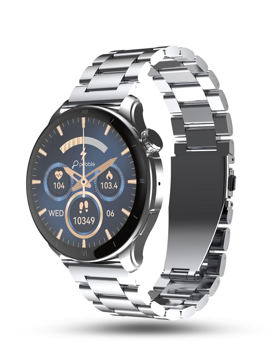pebble 1.43" amoled display luxury smartwatch always on display bt calling rotating crown