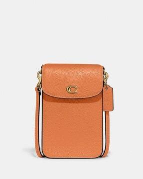 pebble leather medium phone crossbody bag