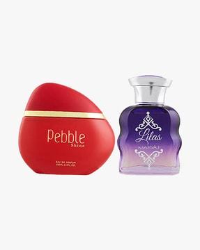 pebble shine eau de parfum perfume 100 ml for women & lilas eau de parfum citrus floral perfume 100 ml for women + 2 parfum testers