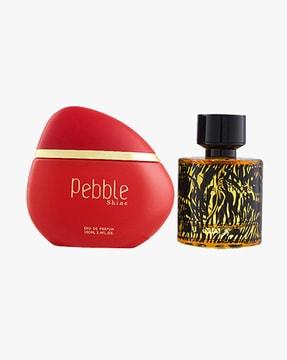 pebble shine eau de parfum perfume 100 ml for women & wild stripes eau de parfum aromatic oriental perfume 100 ml for men + 2 parfum testers