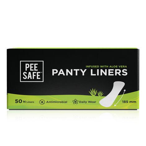 pee safe aloe vera panty liners (pack of 50 liners) | curvy design for extra comfort | cottony-soft surface with 185 mm wide optimal coverage