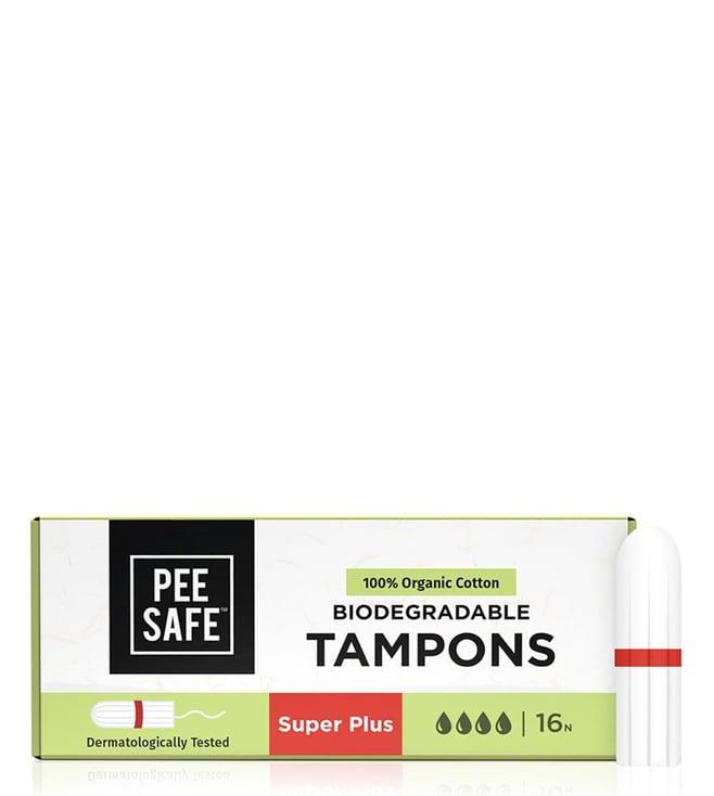 pee safe organic cotton tampon (super plus) - pack of 16