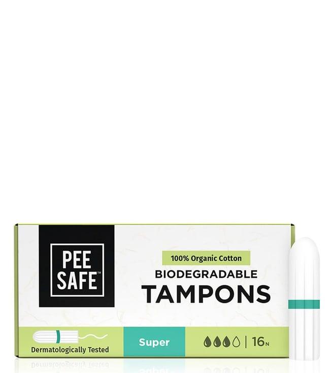 pee safe organic cotton tampon (super) - pack of 16