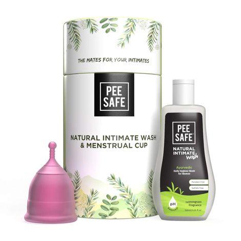 pee safe period care combo- menstrual cup (small) & intimate wash women 105 ml