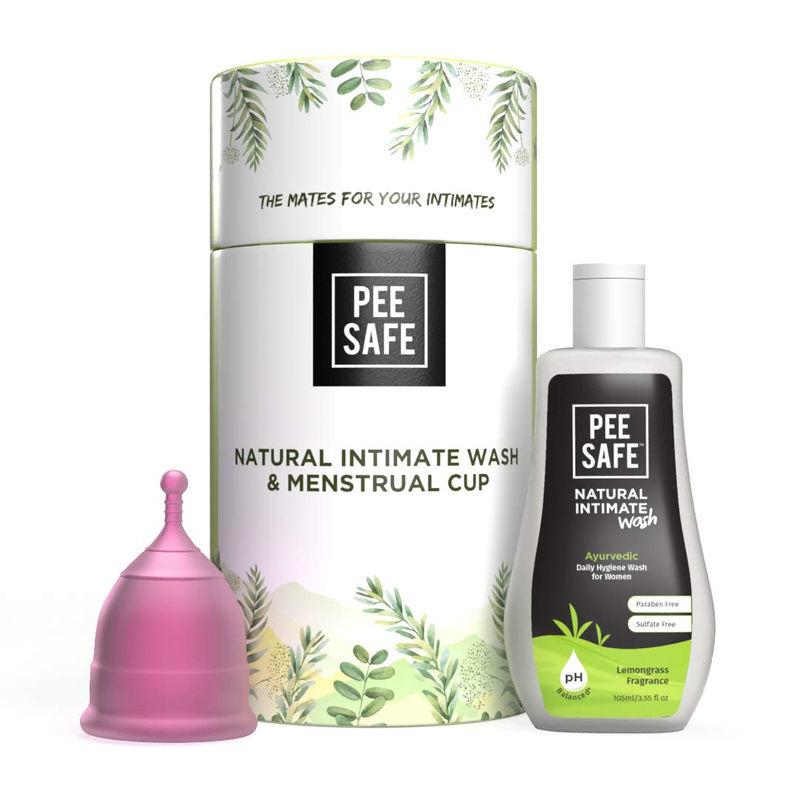 pee safe combo of menstrual cup (small) with intimate wash