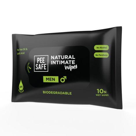 pee safe intimate wipes for men, biodegradable, ph balanced - 10 wipes