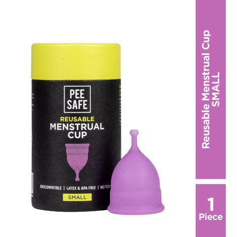 pee safe reusable menstrual cup with medical grade silcone for women - small