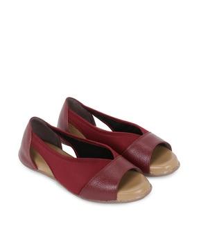 peep-toe slip-on flat sandals