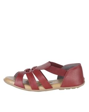 peep-toe slip-on flat sandals