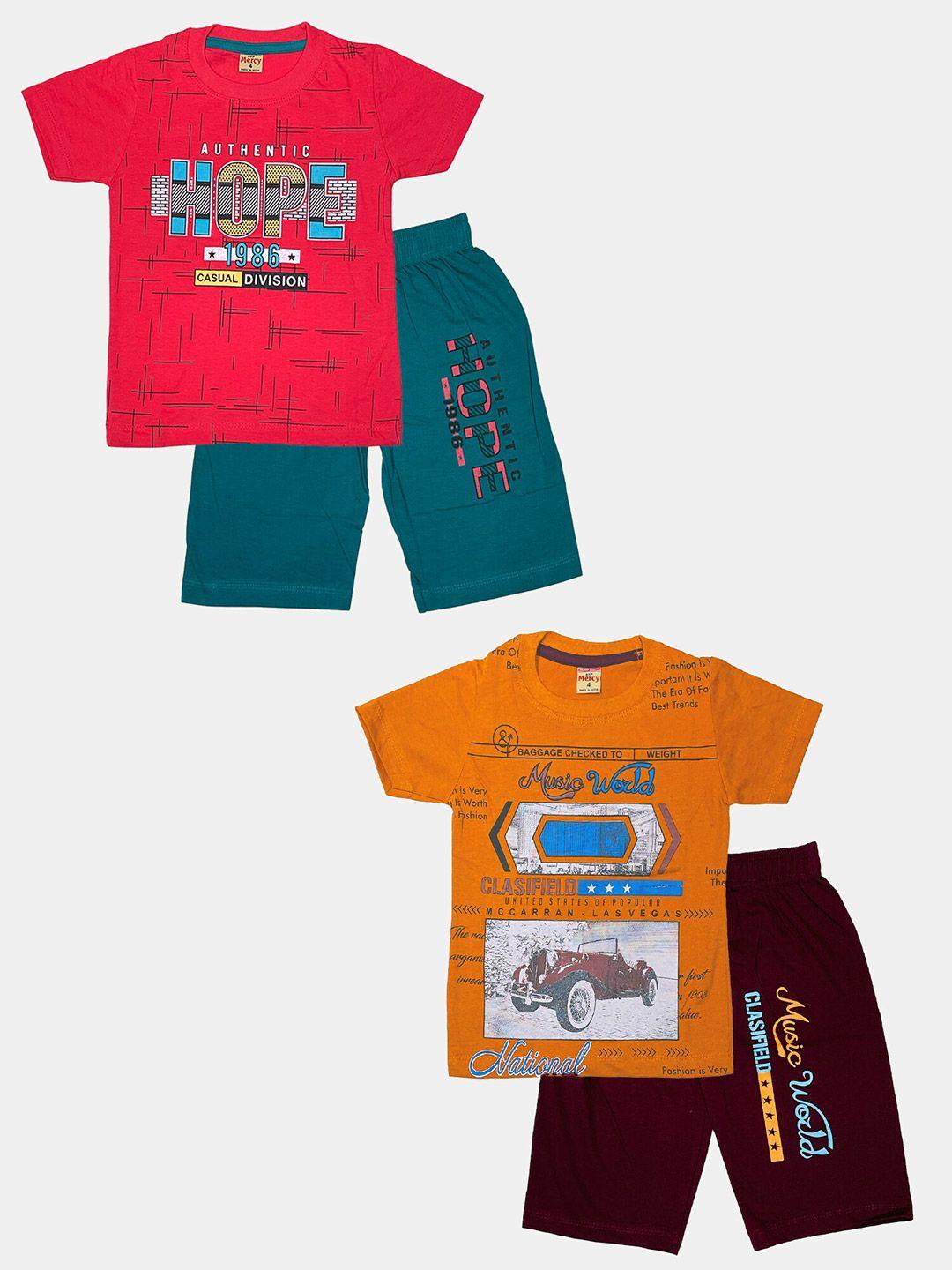 peerless wear boys pack of 2 printed pure cotton t-shirt with shorts