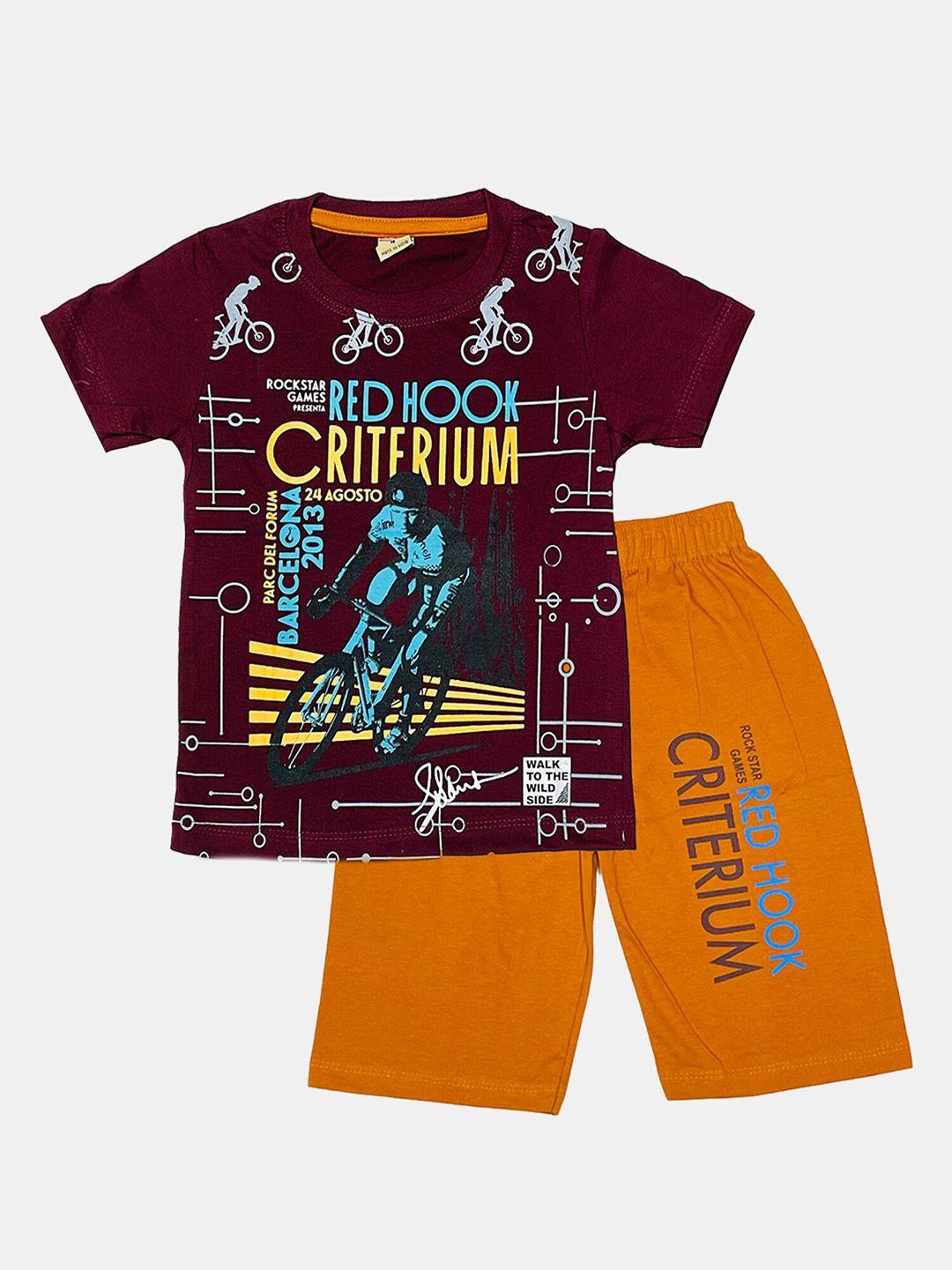 peerless wear boys printed pure cotton t-shirt with shorts